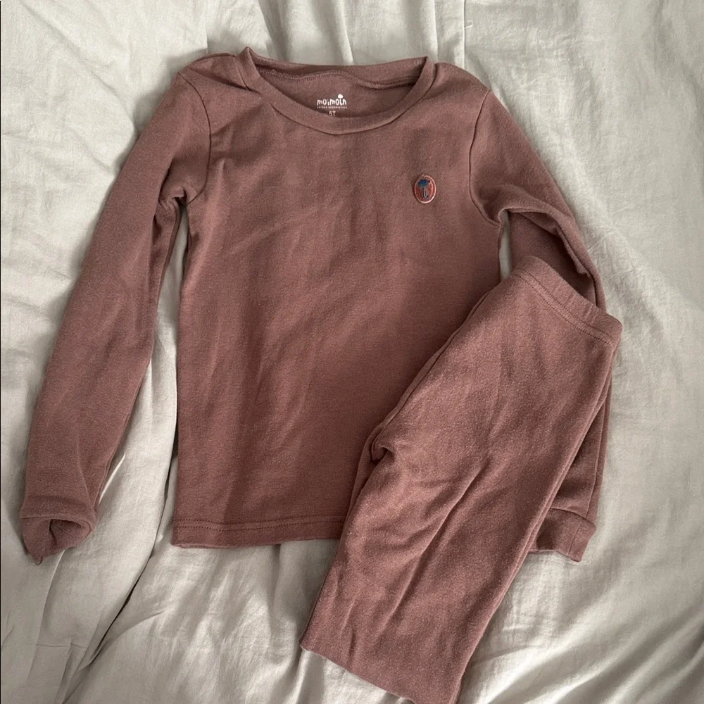 MOIMOLN Crew neck Soft cotton PJ Set in Brown. 5T